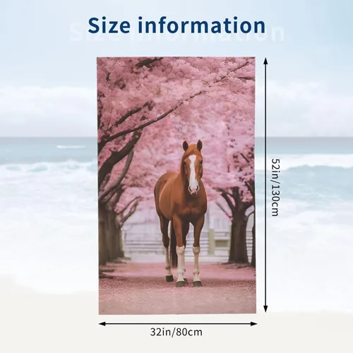 Miniatura 2 de Dujiea Toalla de playa de microfibra, toallas de baño grandes con diseño floral de caballo 3D para mujeres y hombres, toallas de baño de secado