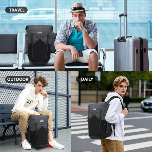 Miniatura 7 de Mochila de senderismo para mujeres y hombres, 20L ligera, plegable, resistente al agua, plegable, pequeña mochila de senderismo, mochilas para Negro