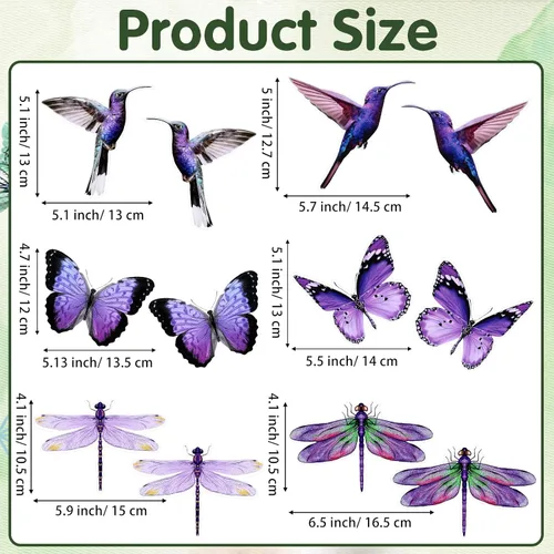 Miniatura 2 de Konohan 12 imanes retráctiles para puerta de colibrí, mariposa, libélula de doble cara, protector decorativo flexible de pantalla magnética