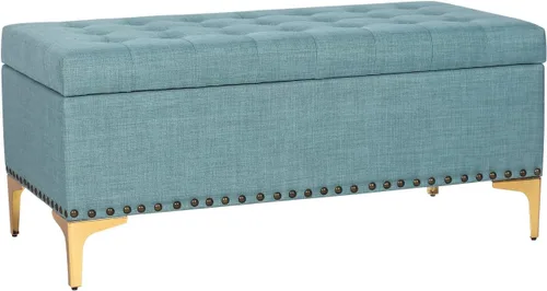 Miniatura 17 de Asense Banco otomano de almacenamiento, banco de almacenamiento de 18.8 x 40 x 18.5 pulgadas, reposapiés con patas, otomanas copetudas con bisagra
