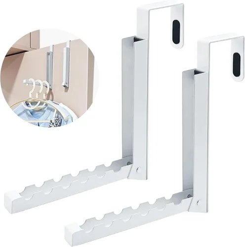 Miniatura 7 de Ganchos para colgar sobre la puerta, gancho para colgar sobre la puerta, estante portátil de secado de ropa para lavandería, estante plegable
