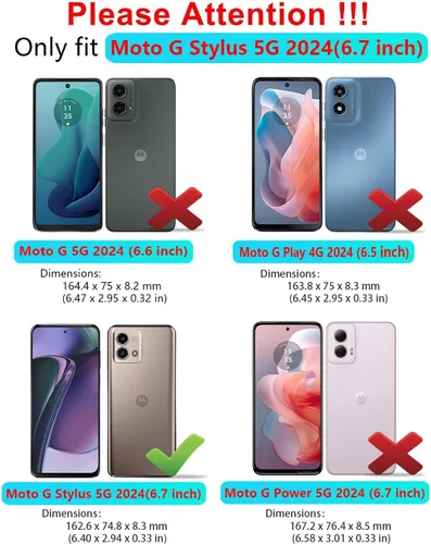 Miniatura 2 de Qinmay Funda para Motorola Moto G Stylus 5G 2024 con protector de pantalla HD, resistente, a prueba de golpes y caídas, funda de 3 capas para Moto G