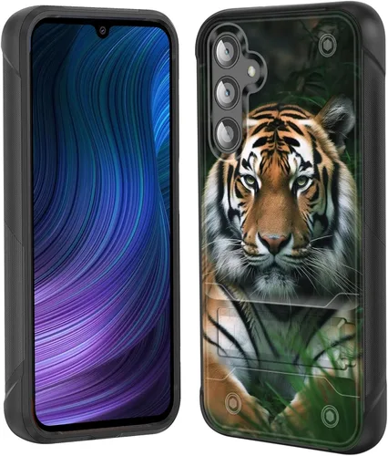 Miniatura 15 de Funda para Galaxy S24 Plus con soporte, doble capa híbrida de policarbonato duro y silicona suave, resistente a prueba de golpes, funda protectora