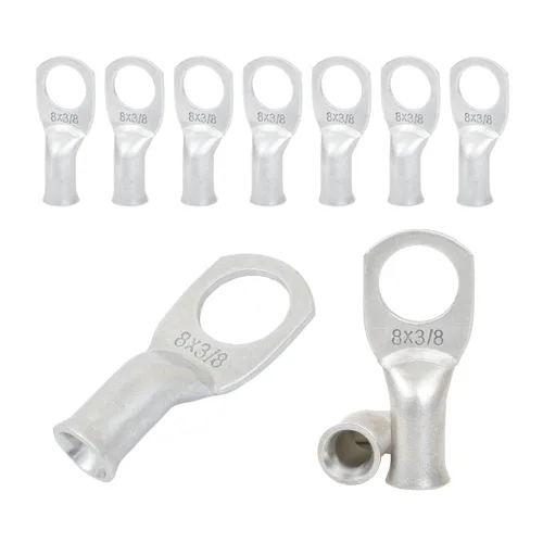 Miniatura 34 de 2/0 AWG 5/16" Stud (25 piezas), terminal de anillo de batería resistente, conectores de calibre 00, lengüetas de alambre de cobre 2/0, terminales