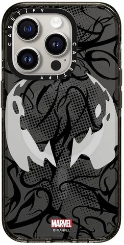 Miniatura 8 de CASETiFY Impact - Funda para iPhone 13 [Spider-Man Co-Lab / protección contra caídas de 6.6 pies] - Máscara Venom - Negro transparente