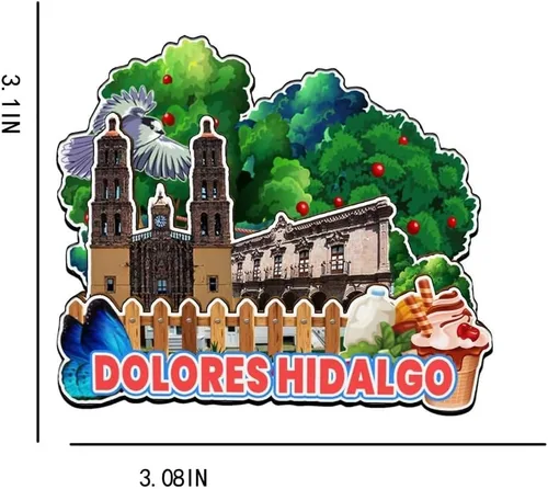 Miniatura 3 de Dolores Hidalgo - Imán de madera para nevera, diseño de México, 3431, monumentos en 3D, recuerdos coleccionables, decoración hecha a mano