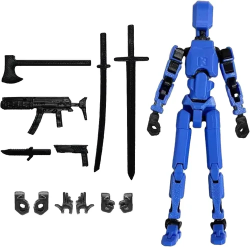 Miniatura 34 de FoxVilla Figura de acción T13 de montaje completada, figura de acción impresa en 3D de Titan 13, Lucky 13 Maniquí ensamblado 13 brilla en la Verde