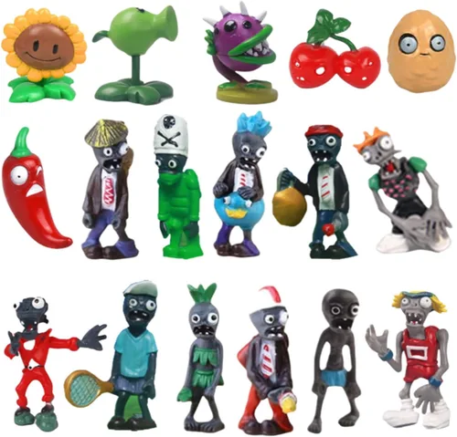 JHESAO Juego de 17 piezas de juguetes de plantas de PVZ, figuras de zombies, serie PVZ, juguetes de PVC, grandes regalos para niños y fanáticos,