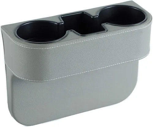 Miniatura 10 de IOKONE Consola de bolsillo lateral para monedas, cubierta de cuero con bolsillo lateral, portavasos para automóvil, organizador de asiento delantero