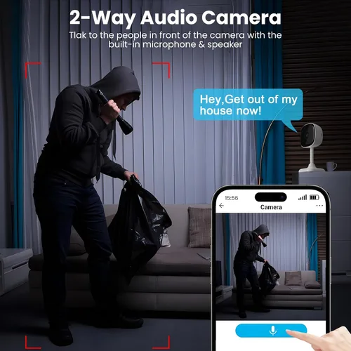 Miniatura 5 de AMOROM Paquete de 2 cámaras de seguridad con cable 1080P para interiores, cámaras interiores para el hogar, para perros, gatos, mascotas, niñeras