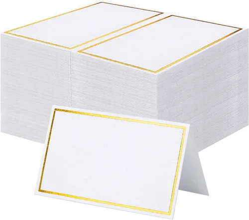 Miniatura 6 de Toncoo 100 tarjetas de lugar, elegantes tarjetas de mesa con flores, tarjetas de asiento de textura rústica, tarjetas de identificación de papel