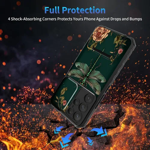 Miniatura 172 de Funda para Samsung Galaxy S22 Ultra 5G, Galaxy S22 Ultra con cubierta de cámara deslizante, funda resistente de doble capa con función atril Black