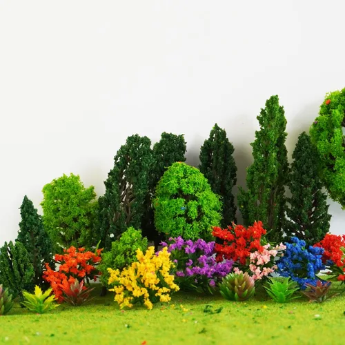 Miniatura 3 de 50 árboles modelo de 1.1 a 5.5 pulgadas, modelo de diorama mixto, árbol, flor, césped, arquitectura, mini árboles falsos para manualidades