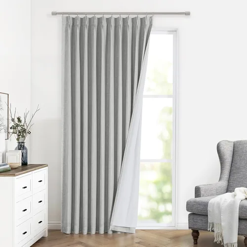 Miniatura 42 de Vision Home Cortinas marrones con pliegues pinzados de bloqueo total, cortinas de ventana de lino mezclado para oscurecimiento de la habitación, 95