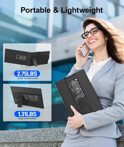 Miniatura 7 de ZUMWALT Extensor de pantalla para laptop de 15.6 pulgadas, extensor de monitor de portátil desmontable FHD de 1080P, monitor dual para Laotop