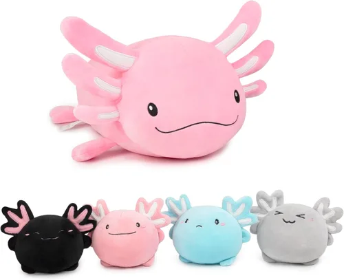Miniatura 17 de Niuniu Daddy Peluche de ajolote rosa de 20 pulgadas, luminoso, realista, lindo peluche para niñas y niños, regalos de cumpleaños que brillan