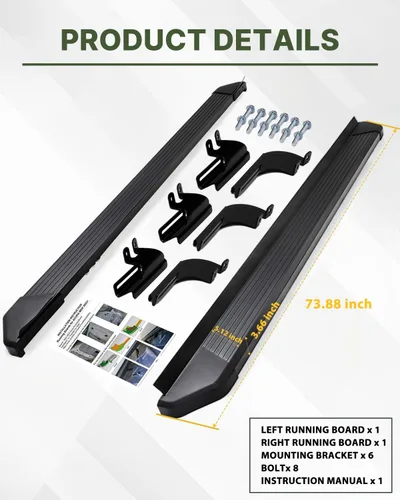 Miniatura 9 de Estribos Snailfly para Honda Pilot 2023-2026, pasos laterales de aluminio con capacidad de carga de 600 LBS