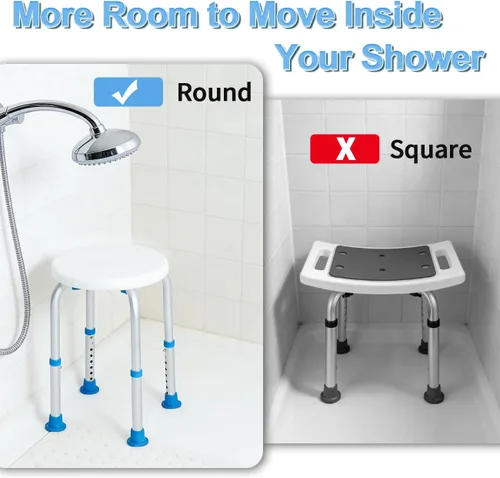 Miniatura 7 de SOUHEILO Silla de ducha ajustable para ducha interior, taburete de ducha redondo elegible para HSA/FSA para bañera interior, asiento de ducha sin