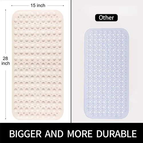 Miniatura 2 de Tapetes para bañera y ducha, tapete de baño antideslizante de 28 x 15 pulgadas, tapete para bañera lavable a máquina con ventosas y orificios