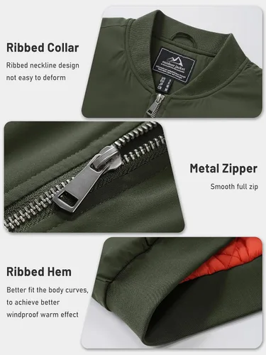 Miniatura 6 de TACVASEN - Chaqueta bomber para hombre, cortavientos, chaqueta térmica acolchada, abrigada, para invierno