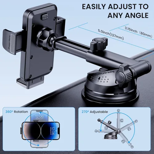 Miniatura 4 de BIVGAZA Soporte de teléfono para automóvil [succión de grado militar] Soporte universal para teléfono de automóvil [compatible con funda gruesa]