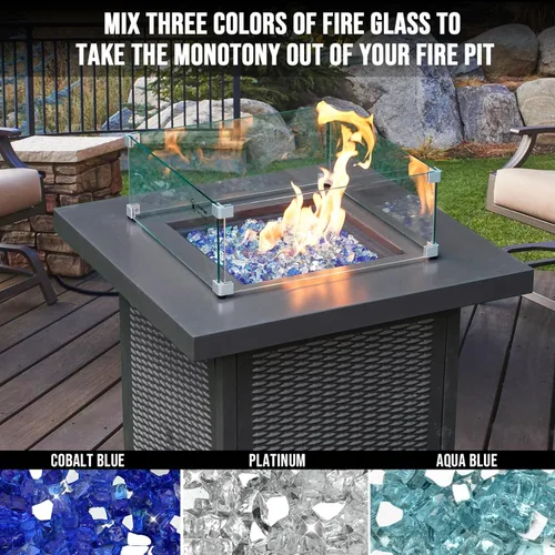 Miniatura 6 de Skyflame Vidrio de fuego mezclado de 10 libras para hoyo de fuego, chimenea, paisajismo, 1/2 pulgada azul aguamarina, platino, azul cobalto