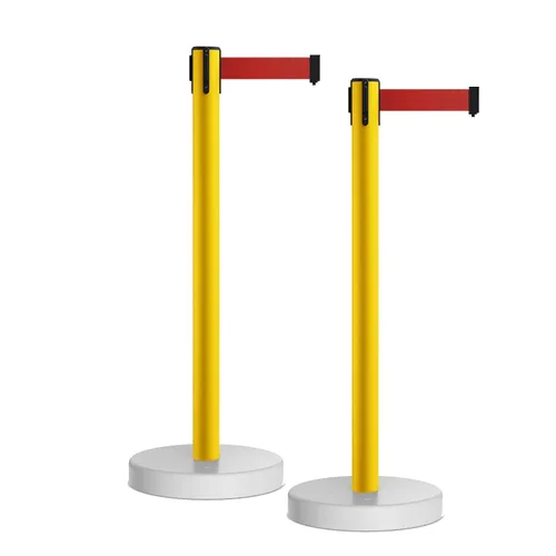 Miniatura 55 de Crowd Control Warehouse - CCW Juego de 2 puntales retráctiles de barrera de cinturón, base rellenable de agua MSH630-11 cinturón de pie, cinturón