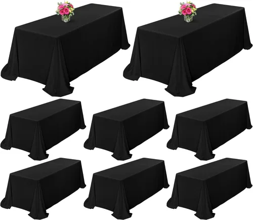Miniatura 102 de Showgeous Paquete de 4 manteles rectangulares de poliéster de 60 x 102 pulgadas, resistentes a las arrugas, lavables, para bodas, mesas de comedor