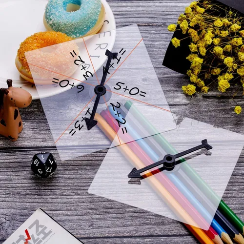 Miniatura 4 de Gejoy Paquete de 5 hilanderos transparentes para el aula, juego de matemáticas de borrado en seco con flecha giratoria