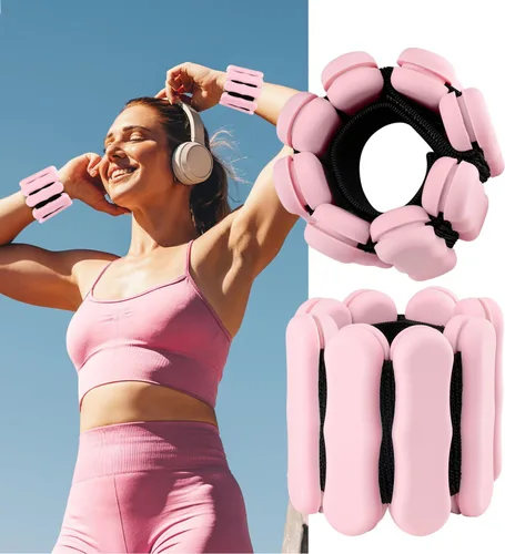 Miniatura 16 de Pesas de tobillo y muñeca para mujeres y hombres, pesas ajustables para brazos y piernas, juego de 2 (1 libra/2 libras cada una), bandas de silicona