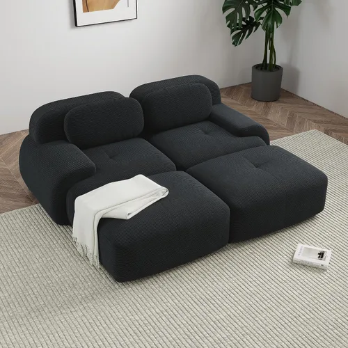 Miniatura 79 de Sofá modular sin hueso de 117 pulgadas, sofá modular en forma de L para sala de estar, sofá comprimido con asiento profundo, sofá nube de pana