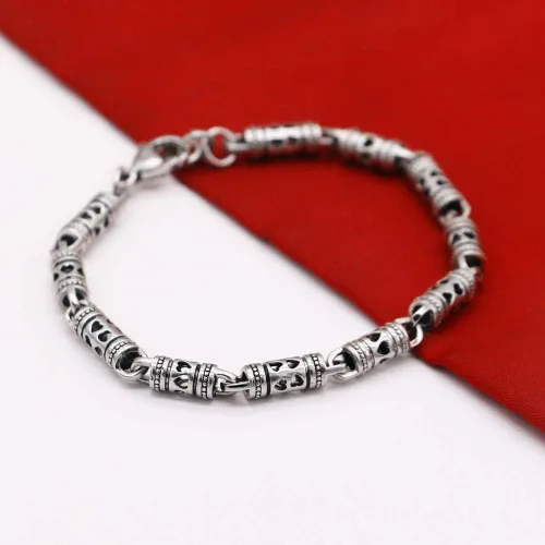 Miniatura 7 de Vintage Men 100% 925 Pulsera de plata esterlina punk hip-hop masculino sólido plata pura 7-8 pulgadas cadena mano catenaria joyería