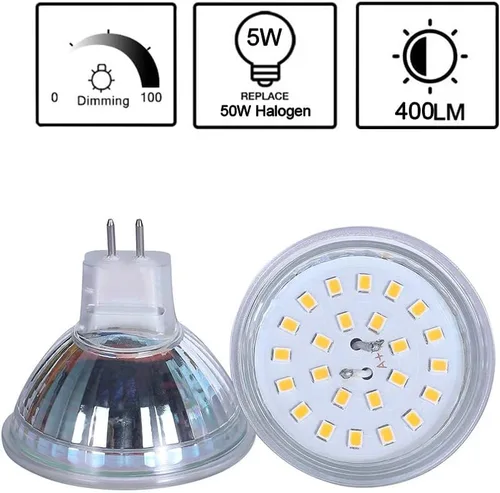 Miniatura 4 de mr16 120 V regulable 5 W blanco cálido 2700 K foco foco lámpara halógena 50 W reemplazo para foco de luz de seguimiento (120 V regulable 5 W 2700 K)