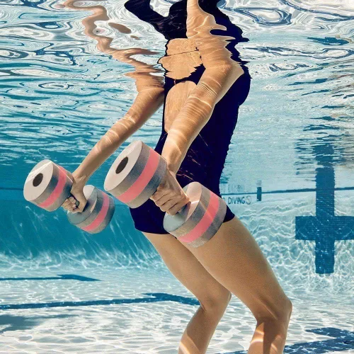 Miniatura 6 de Mancuernas acuáticas, 2 unidades, de espuma para ejercicio aeróbico en agua, mancuernas de resistencia para piscina, barras de mano para ejercicios