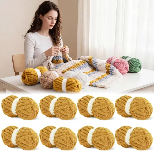Miniatura 13 de BALAPET Hilo grueso para tejer a mano, hilo de felpa gruesa súper suave para manta y tejer bricolaje, hilo voluminoso jumbo esponjoso, apto