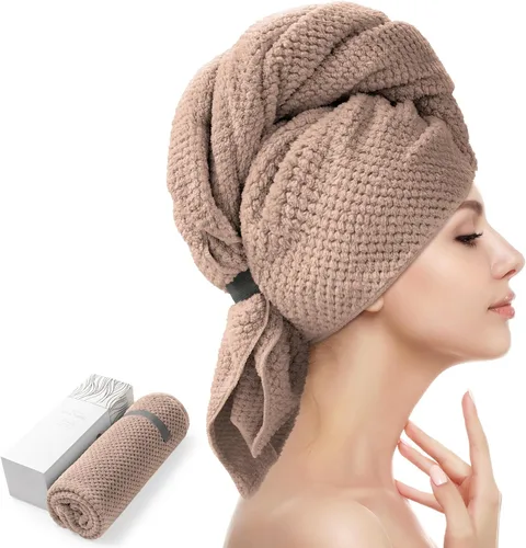 Miniatura 11 de YFONG Toalla Envolvente Grande para Cabello para Mujeres, Toalla de Cabello de Microfibra Súper Absorbente para Cabello Rizado, Turbantes de Cabello