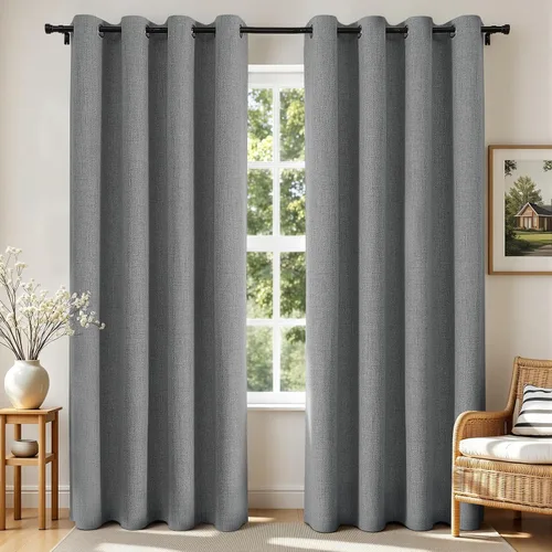 Miniatura 35 de Joydeco Cortinas opacas de 84 pulgadas de largo, 2 paneles burg, cortinas de oscurecimiento de habitación para dormitorio, cortinas térmicas Negro