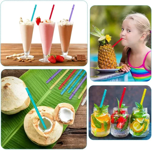 Miniatura 7 de 72 pajitas de plástico reutilizables de 11 pulgadas, pajitas de beber coloridas, popote con purpurina para tarros y vasos de 40/30/24 onzas