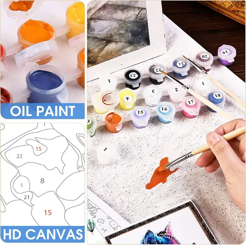 Miniatura 8 de Bimkole Kit de pintura de conejo por números, pintura al óleo de animales sobre lienzo, pintura acrílica para principiantes con pinceles, perfecta