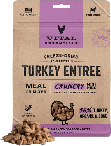 Miniatura 24 de Vital Essentials - Comida para perros liofilizada cruda, trocitos crujientes de pavo mini Comida completa o mezcladora Comida para perros alta