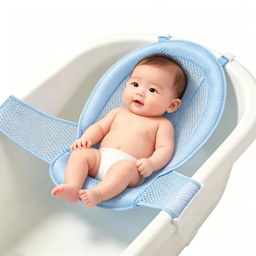 Miniatura 10 de Red de asiento de baño para bebé recién nacido, malla antideslizante de ducha para bañera, ajustable y cómodo, asiento de baño, soporte para bañera