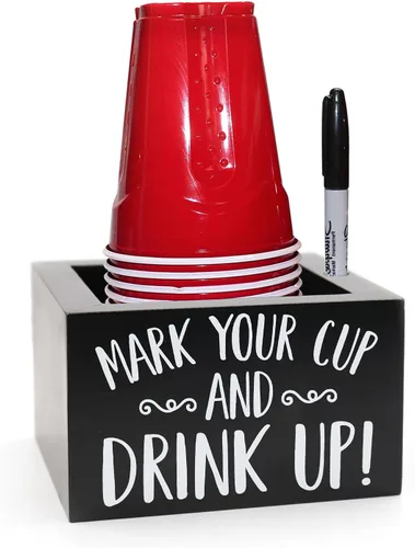 Dispensador de tazas de madera para fiesta con organizador y portavasos para decoración moderna del hogar de granja, suministros para fiestas