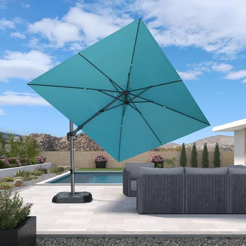 Miniatura 50 de PURPLE LEAF Sombrilla de Patio de 8 Pies para Exteriores Sombrilla Cantilever Cuadrada de Aluminio Sombrilla Offset con Rotación de 360 Grados