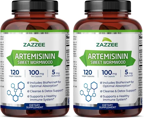 Miniatura 10 de Zazzee - Artemisinina, 100 mg por cápsula, 120 cápsulas veganas, 4 meses de suministro, más 5 mg de BioPerine para una mejor absorción, extracto