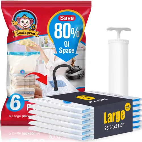 Miniatura 13 de BoxLegend Bolsas de almacenamiento al vacío con bomba de mano grande, 12 combinados (3 jumbo, 3 grandes, 3 medianas, 3 pequeñas) bolsas gruesas
