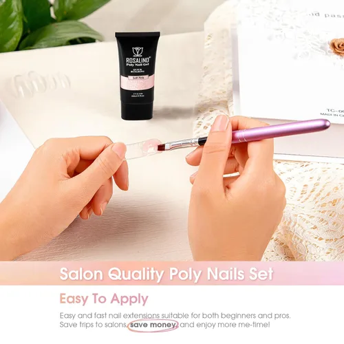 Miniatura 4 de ROSALIND Pink Poly Gel de uñas de 2 onzas, gel de extensión de polietileno nude para uñas natural constructor de uñas, gel rosa, extensión