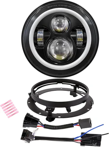 Miniatura 13 de XPCTD - Faro delantero LED de motocicleta de 7 pulgadas con lámparas de niebla de 4.5" compatibles con Harley Davidson Street Glide Road King Negro