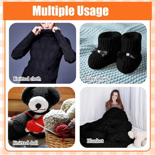 Miniatura 6 de Amylove 6 rollos de hilo de felpilla de terciopelo suave para ganchillo de 1182 yardas, manta de poliéster, hilo grueso mullido para tejer y hacer