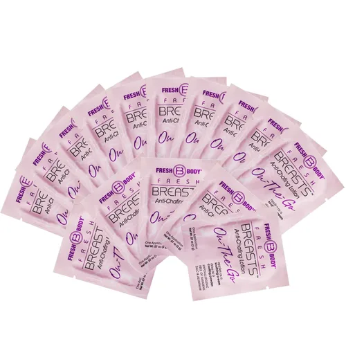 Miniatura 11 de Fresh BREASTS On-The-Go Loción desodorante antirozaduras en polvo, tamaño de viaje sin perfume, 0.07 onzas (paquete de 15) crema antirozaduras