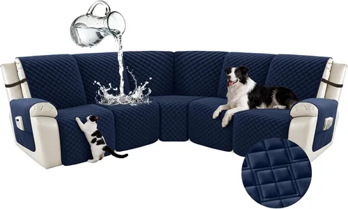 Miniatura 97 de Arfntevss Fundas para sofá seccional reclinable para sofá seccional en forma de L, funda antideslizante lavable para sofá reclinable con forma de L